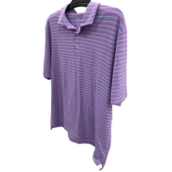Peter Millar Mens Purple Green Striped Polo Golf Shirt XL SKU 8415 - Picture 9 of 9